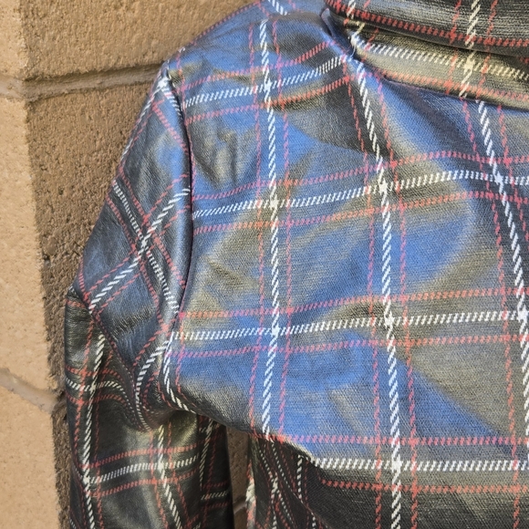 American City Wear Vintage Plaid Faux-Leather Turtleneck Mini Dress - Black - Picture 2 of 9